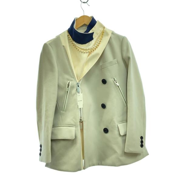 sacai ウールコート 異素材 ドッキング チェック カットオフ sacai(サカイ) 異素材ドッキングパールディテールロングコート 20