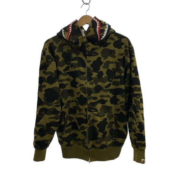 A BATHING APE カモフラージュリード A BATHING APE◇SAHRK FULL ZIP HOODIE/S/コットン/GRY/カモフラ