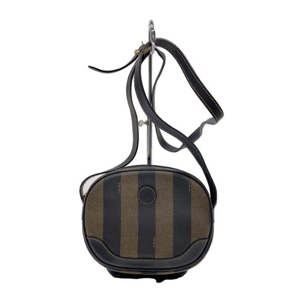 FENDI ストライプ ボディバッグ FENDI◇オールドフェンディ/ペカン柄/ショルダーバッグ/レザー/BRW