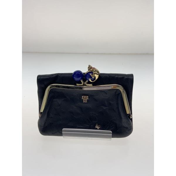 【人気】ANNA SUI アナスイ プレイングキャット がま口 2つ折り 財布 ANNA SUI◇プレイングキャット/がま口2つ折り財布/レザー/BLK/総柄