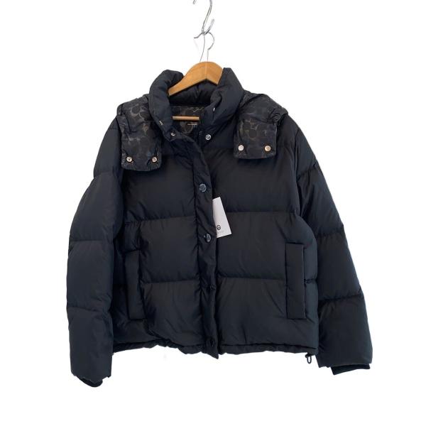 高い信頼 厚い信頼 ダウンジャケット コーチ COACH 極美品】 美品　COACH　ダウンジャケット　シグネチャー　短丈　黒　2way コート フード ダウン90% ジャケット・アウター