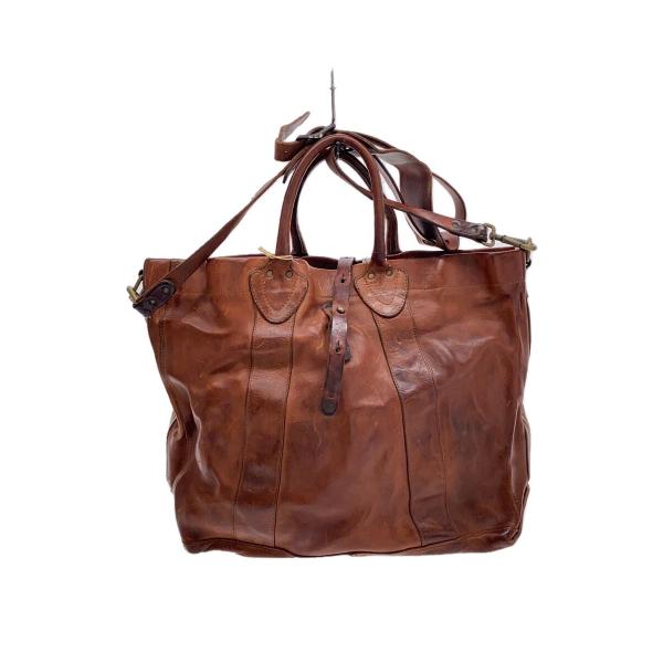 RRLショルダー、トート2ウェイバッグ RRL◇2way/トートバッグ/レザー/BRW/23499-001/イタリア製