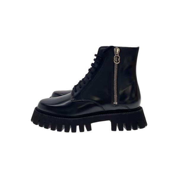 GUCCI◇コンバットブーツ/6/BLK/レザー/インターロッキングG/G699584