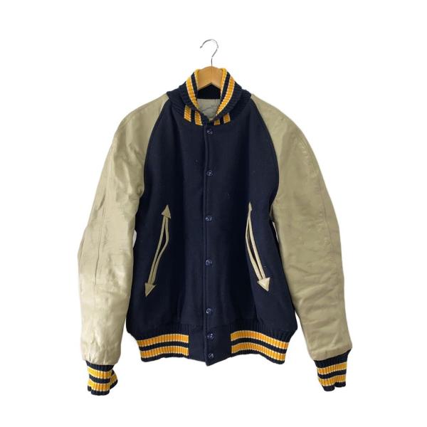hewitt mfg◇x BACK DROP レザースリーブ スタジャン/40/NVY
