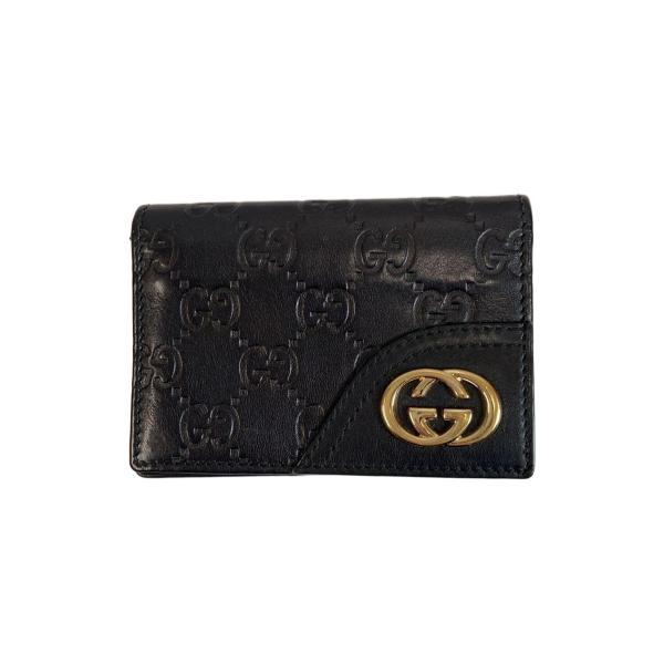 GUCCI◇グッチシマ 名刺入れ カードケース/レザー/BLK/233184