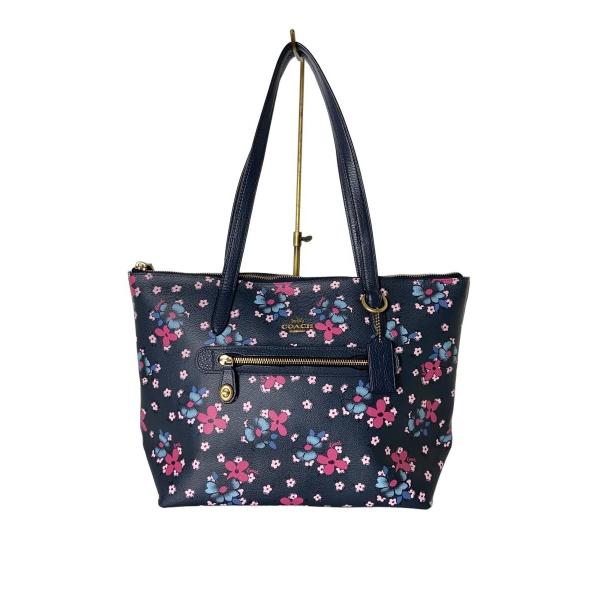 COACH◇トートバッグ/ネイビー/花柄/フラワープリント/C2079-1046