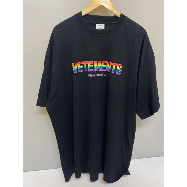VETEMENTS◇レインボーロゴTシャツ/M/コットン/BLK/UA52TR280