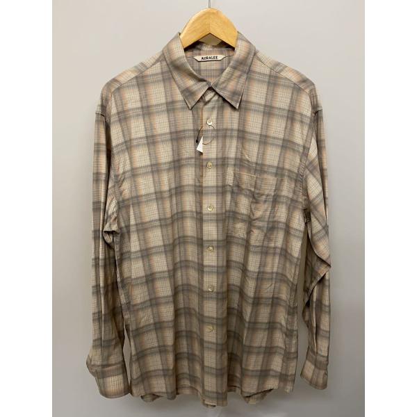 AURALEE◇SUPER LIGHT WOOL CHECK SHIRTS長袖シャツ/チェック AURALEE◇SUPER LIGHT WOOL CHECK SHIRTS長袖シャツ/チェック