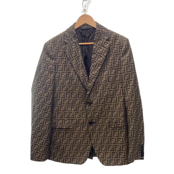 FENDI◇テーラードジャケット/50/ポリエステル/BRW/総柄/ズッカ柄
