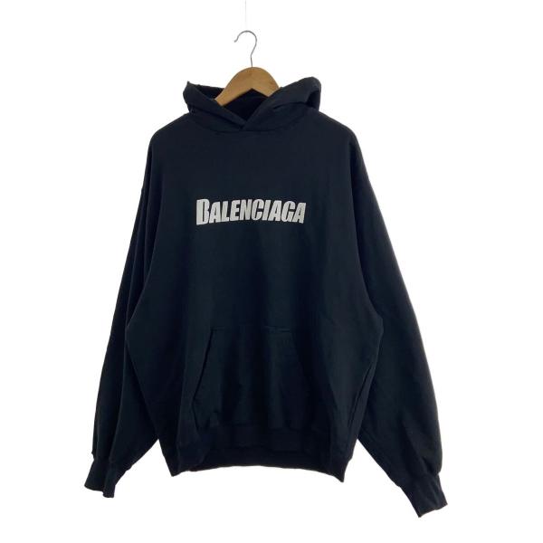BALENCIAGA◇22AW/Destroyed Logo-Print Hoodie/パーカー/XXS/コットン