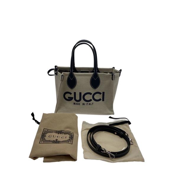 GUCCI◇GUCCI プリント ミニ トートバッグ/キャンバス/BEG : セカンド