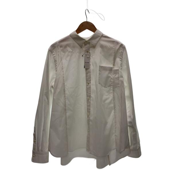 sacai◇Cotton Poplin Shirt/25SS/長袖シャツ/3/コットン/ホワイト