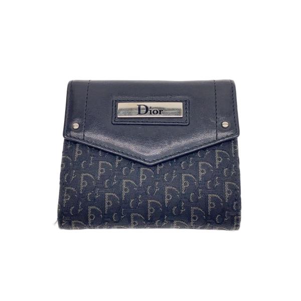 Christian Dior◇トロッター/つ折り財布/キャンバス/BLK/メンズ