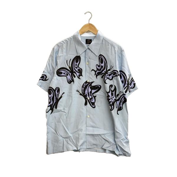 Rebuild by needles 開襟半袖シャツ Needles◇×Kae Tanaka S/S One-Up Shirt/半袖シャツ/L/レーヨン/BLU