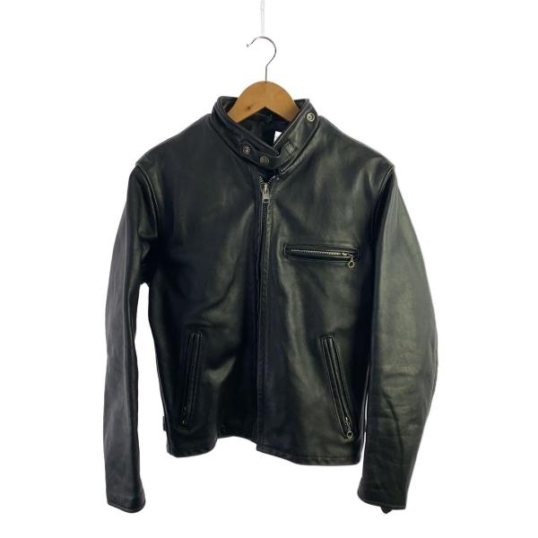 Schott◇シングルライダースジャケット/36/レザー/BLK/無地/641SP
