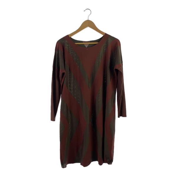 PLEATS PLEASE ISSEY MIYAKE◇長袖ワンピース/3/ポリエステル/BRD