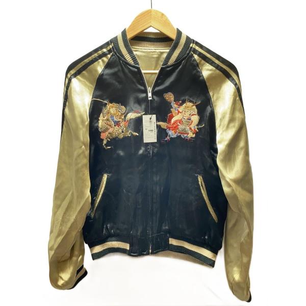 SCRIPT 花旅楽団 / 和柄/川中島の戦い/富士山/スカジャン/S/レーヨン/BLK SCRIPT 花旅楽団◇和柄/川中島の戦い/富士山/スカジャン/S/レーヨン