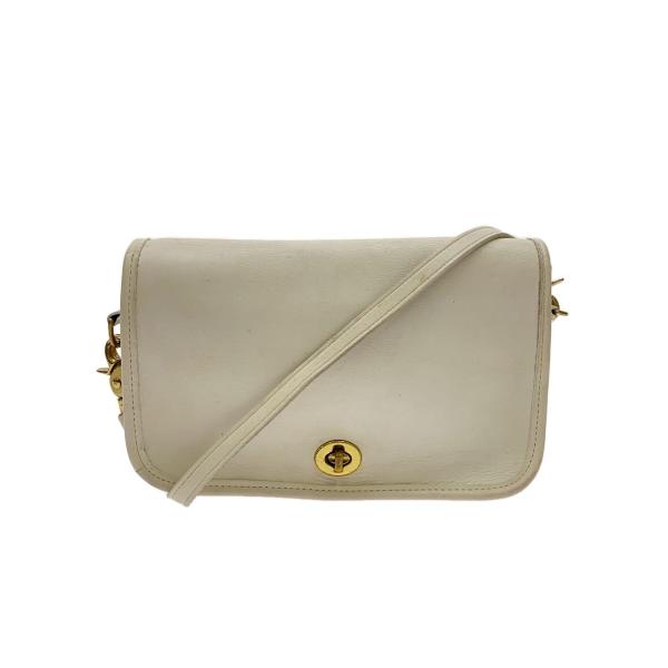 COACH◇オールドコーチ/ショルダーバッグ/レザー/WHT/無地/B6D 9755