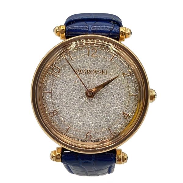 Swarovski◇クォーツ腕時計/アナログ/レザー/WHT/BLU/5656905
