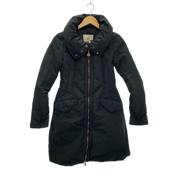 MONCLER◇SAISSAC/ロングダウンジャケット/0/ポリエステル/BLK/無地
