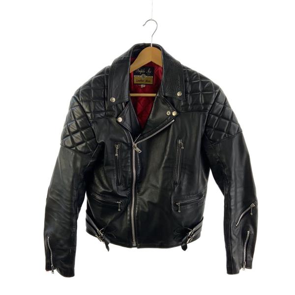 666 Leather Wear◇ダブルライダースジャケット/40/レザー/BLK