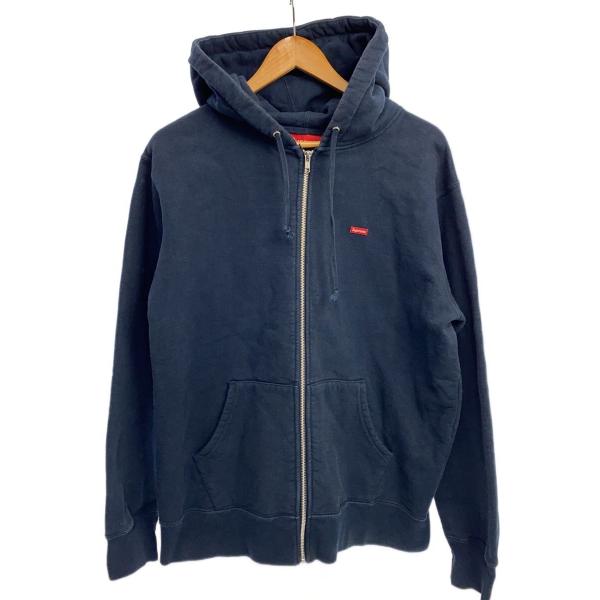 Supreme◇ジップパーカー/L/コットン/ネイビー/無地/スモールボックス