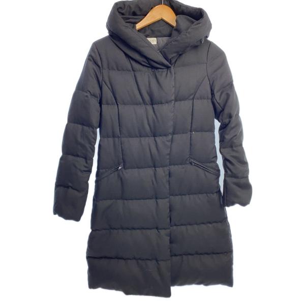 PLST◇ロングダウンジャケット/S/ポリエステル/ブラック/無地/12