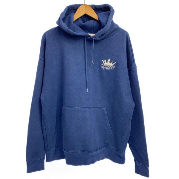 9090◇パーカー/XL/コットン/ブルー/無地/NN1350/シミ有り