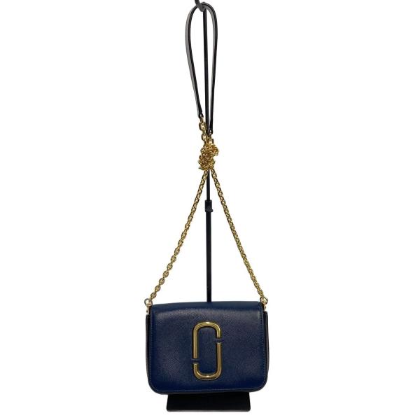 MARC JACOBS◇ショルダーバッグ/レザー/ブルー/無地/マーク