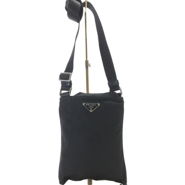 PRADA◇三角タグ/サコッシュ/ショルダーバッグ/ナイロン/ブラック 
