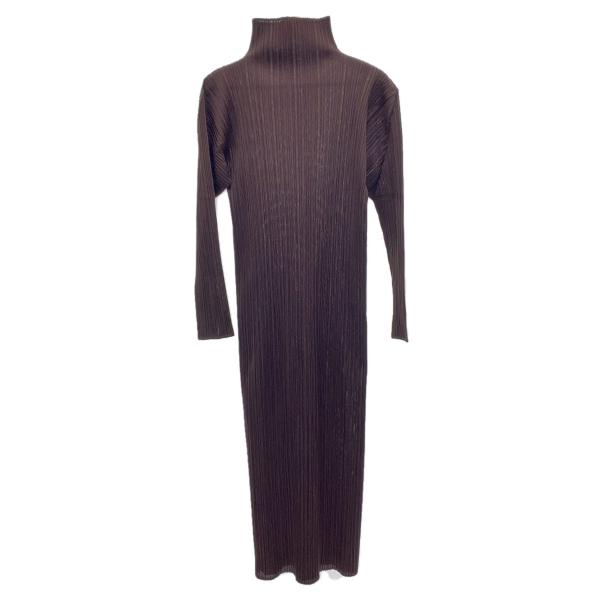 PLEATS PLEASE ISSEY MIYAKE◇長袖ワンピース/2/ポリエステル/BRW/PP84