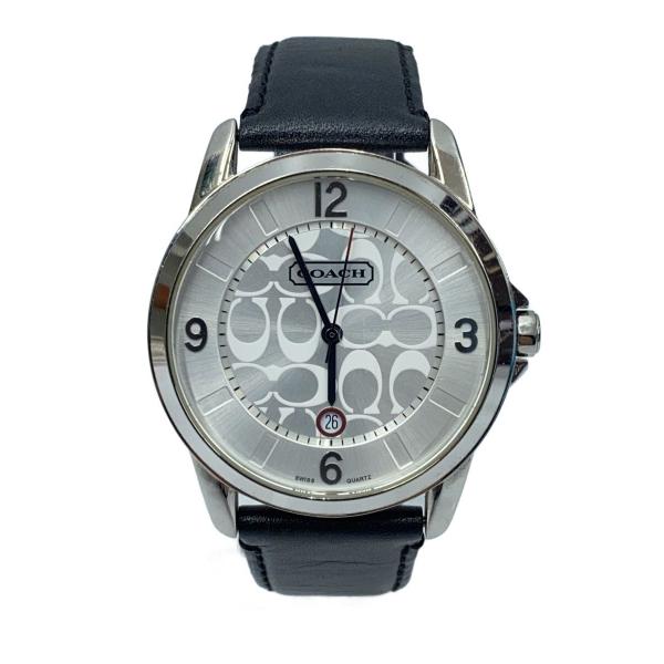 COACH◇クォーツ腕時計/アナログ/レザー/SLV/BLK : セカンドストリート