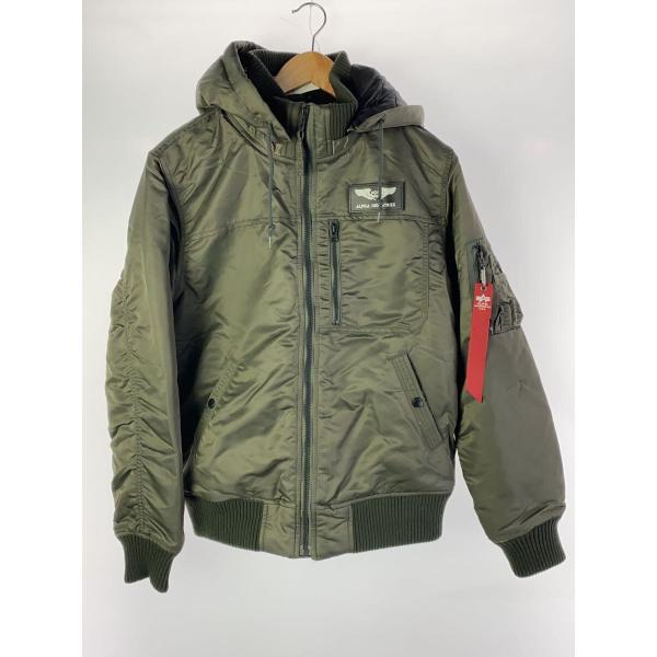 ALPHA INDUSTRIES◇フーデッドリブジャケット/L/ナイロン/KHK
