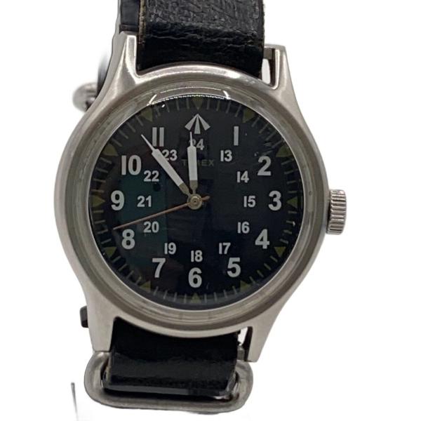 時計 Nigel Cabourn Timex TIMEX◇×Nigel Cabourn/クォーツ腕時計/アナログ/レザー/BLK/BLK/68-18