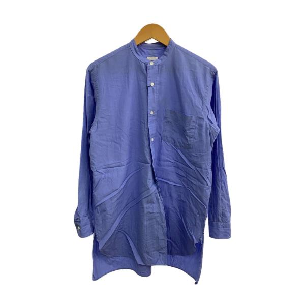 COMOLI◇22SS/バンドカラーシャツ/長袖シャツ/1/コットン/BLU/無地/V01