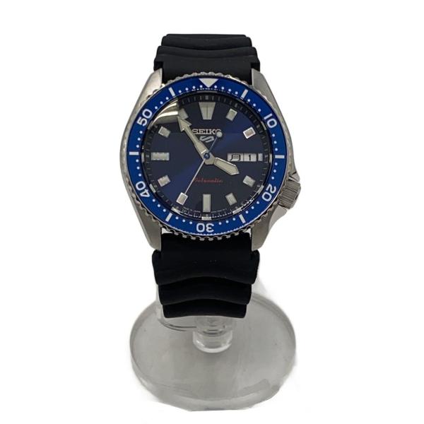 SEIKO◇自動巻腕時計/アナログ/ラバー/NVY/BLK/SS/4R36-17k0