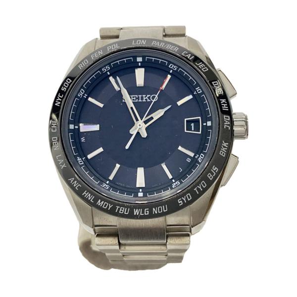 SEIKO◇ソーラー腕時計/アナログ/チタン/BLK/SLV/チタン/7B27-0AC0