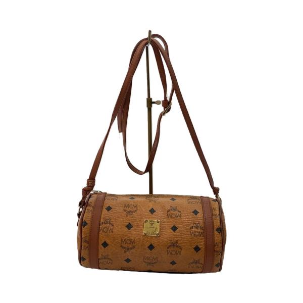 MCM◇ショルダーバッグ/PVC/BRW/ヴィセトス柄/筒型ショルダー