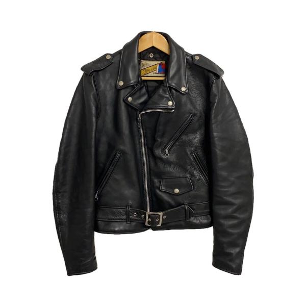 Schott◇ダブルライダースジャケット/内側キルティング/38/レザー/BLK