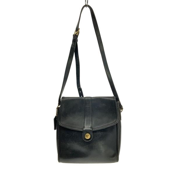 COACH◇ショルダーバッグ/レザー/BLK/ドイツホック/USA製/オールド