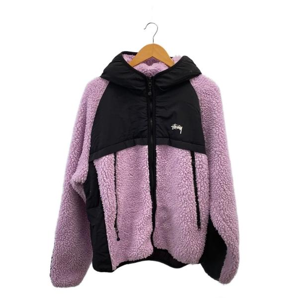 STUSSY◇フリースジャケット/L/ポリエステル/PNK/無地/118530