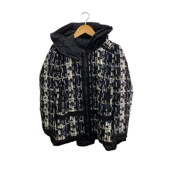 MONCLER◇JULIE GIUBOTTO/ダウンジャケット/1/ツイード/ネイビー