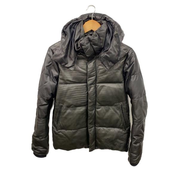 glamb◇14AW/ダウンジャケット/レザージャケット/1/羊革/BLK/無地