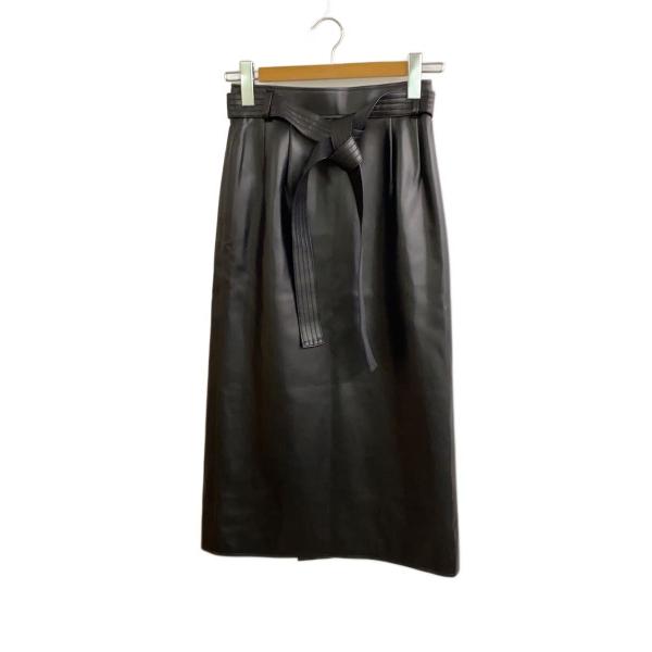 Rene◇ロングスカート/36/フェイクレザー/BLK/無地/6344170 : セカンド