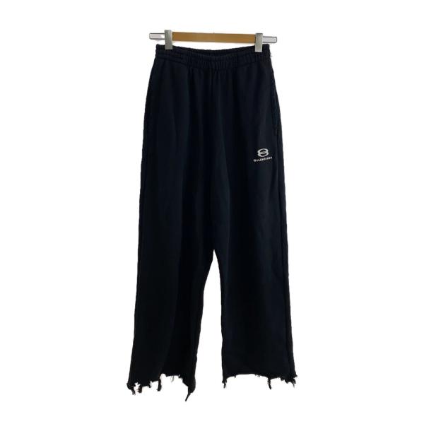 チ*ス様 BALENCIAGA バギースウェットパンツ ブラック　Sサイズ BALENCIAGA◇バギースウェットパンツ/ダメージ加工/XS/コットン/BLK