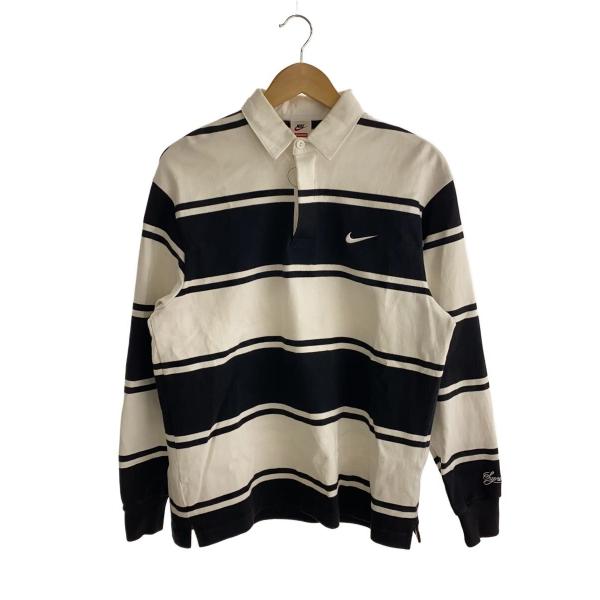 NIKE◇25SS/×Supreme/Stripe Rugby/ラガーシャツ/S/コットン/WHT
