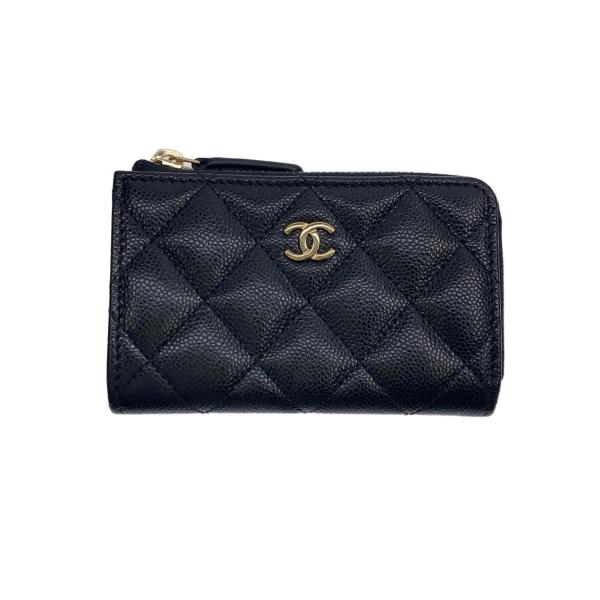 CHANEL◇キーケース_マトラッセ_カーフスキン_L字_キーリング付/牛革