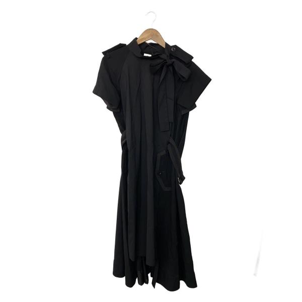 sacai◇Suiting Dress/半袖ワンピース/2/ポリエステル/BLK/無地/21
