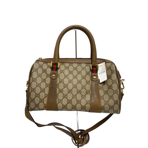希少 GUCCI GG 2way ショルダーバッグ ボストン レザー ブラウン 希少 GUCCI GG 2way ショルダーバッグ ボストン レザー ブラウン