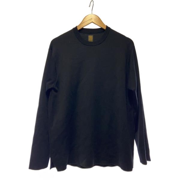 BATONER◇32G SMOOTH WOOL CREW NECK/長袖Tシャツ/2/ウール/BLK/BN